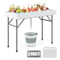 thumbnail image 1 of Patiojoy 4 FT Folding Ice Table Portable Outdoor Cooler Table with Drain Removable Matching Skirt, 1 of 10