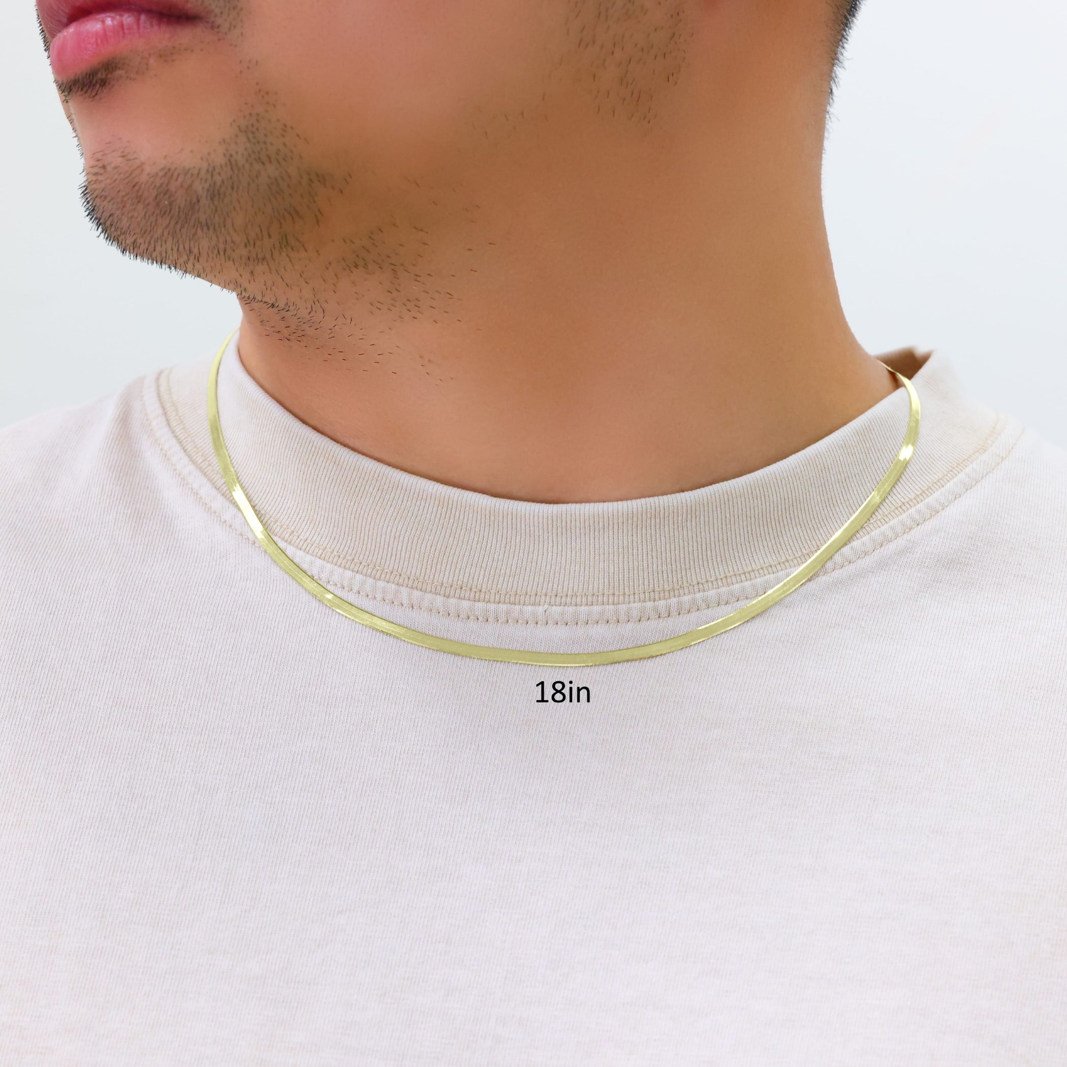 Nuragold 10K Real Yellow Gold Solid Herringbone Flexible Chain Necklace 16"-24" (3mm-9mm) Italian Jewelry for Men & Women