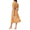 thumbnail image 3 of INSPIRE CHIC Robe d'Été Décontractée à Fleurs pour Femme avec Poches Manches Bouffantes Col Rond Taille Découpée Boho Fluide Midi Jaune m, 3 of 5
