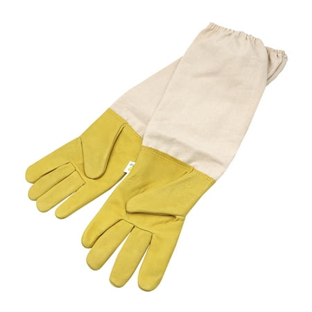 

Trarodic Bee Keeping Gloves | Beekeeping Supply | Goatskin Leather Beekeeper s Glove With Long Canvas Sleeve & Elastic Cuff Beekeeper Gloves For Men