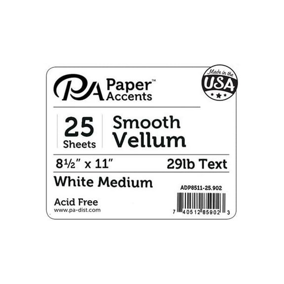 Paper Accents Vellum 8.5"x 11" 29lb White Medium 25pc