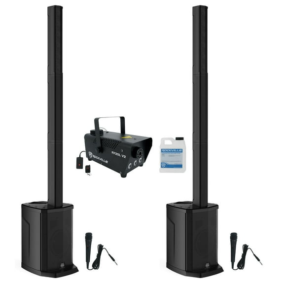 (2) Gemini WPX-2000 1200w DJ/PA Line Array Speakers w/ 8" Subs Mics LED Fogger