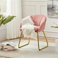 thumbnail image 5 of Yaheetech  Flower Shape Velvet Armchair Accent Chair with Golden Metal Legs Pink, 5 of 5