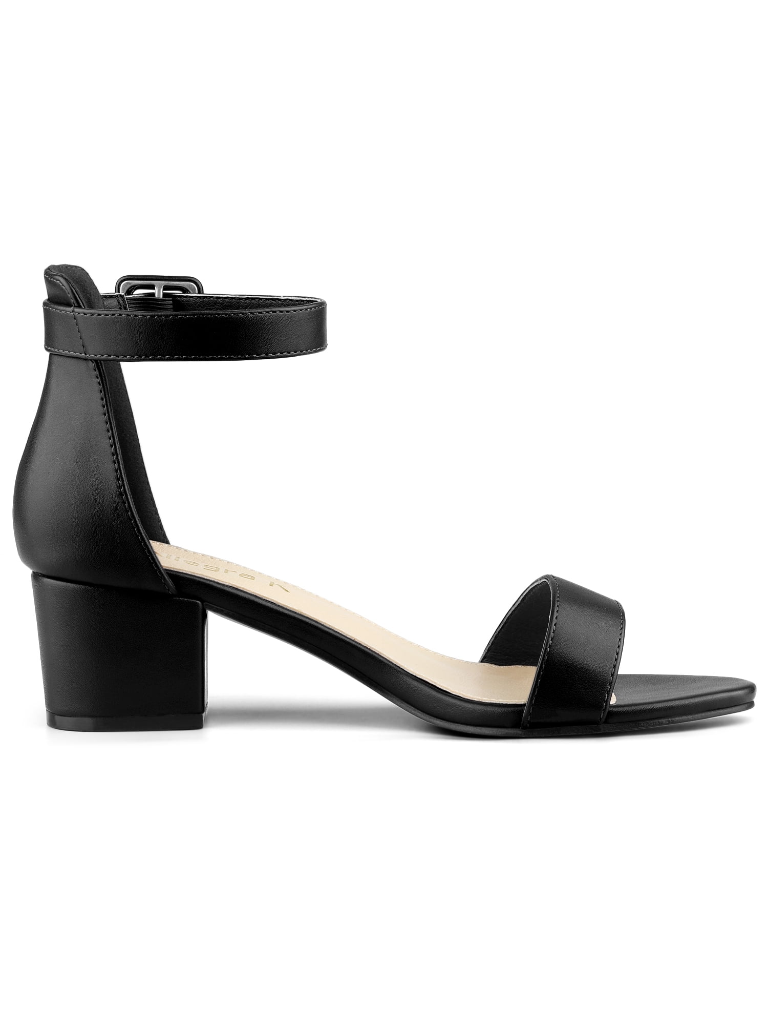 DARING DIVA Women's Ankle Strap Low Block Heel Sandals 9.5 Black