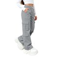 thumbnail image 3 of ZBSOKO Girls Cargo Pants Wide Leg Elastic Waist Utility Pant with Multi Pockets Straight Leg Casual Outdoor Trousers Sizes 5-15 Years, 3 of 7