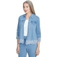 thumbnail image 3 of Alfred Dunner Womens Petite Denim Floral Embroidered Jacket, 3 of 4