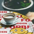 thumbnail image 3 of Ambesonne Emoji Fitted Round Tablecloth, Glitch Style Forbidden Word, 56"- 60" Diameter, Vermilion Mustard and White, 3 of 5