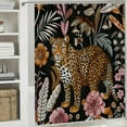 thumbnail image 6 of Orinice  Leopard Palm Leaves Shower Curtain African Wild Animal Cheetah Tropical Leaf Jungle Leopard Tiger Pink Fabric Bathroom Curtain Sets with Hooks 69x72, 6 of 7