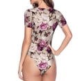 thumbnail image 4 of Naloa Rose Flowers Women's Short-Sleeved Onesie, One-Piece Swimsuit for Parties, dates, clubs - Small, 4 of 9