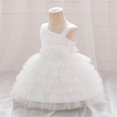 thumbnail image 2 of XAOFW Girls Dresses Layered Ruffle Baby Toddler Kids Celebration Outfit Elegant Fancy Attire Ball Gown Sleeveless Slash Neck Breathable Comfortable Casual Daily Wear Sundress, 2 of 4