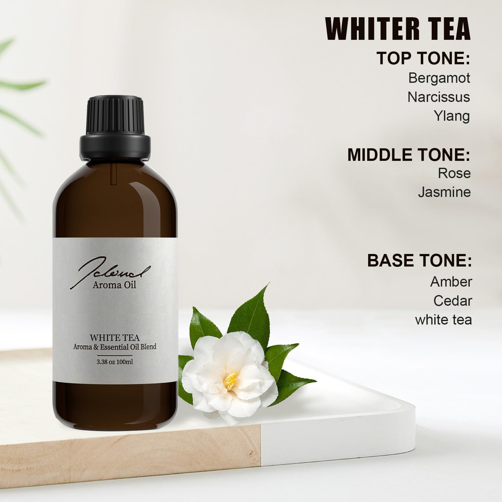 JCLOUD White Tea Essential Oil | Hotel Scent - 100% Pure and Natural Aromatherapy Oil for Diffusers, Humidifiers, and Scent Machines | Uplifting and Refreshing Fragrance | 100ml