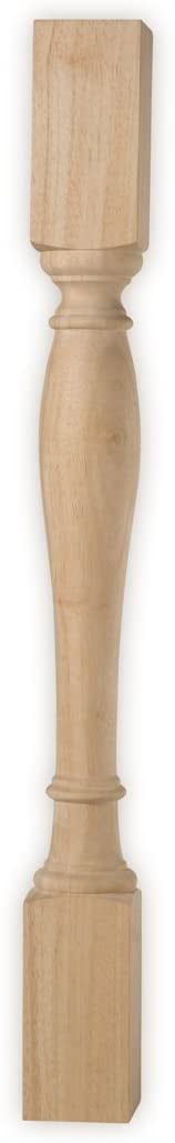 Unfinished Turned Rubberwood Table Post, 35.5" x 3.5"