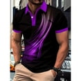 thumbnail image 3 of Fnnxeal Mens Polo Shirts Graphic Button Summer Casual Collared Short Sleeve Polo Purple Shirts for Men Size 2XL, 3 of 7