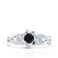thumbnail image 5 of Rosec Jewels Natural Black Spinel Flower Engagement Ring with Diamond, Black Spinel Engagement Ring, 10K White Gold, US 5.50, 5 of 9