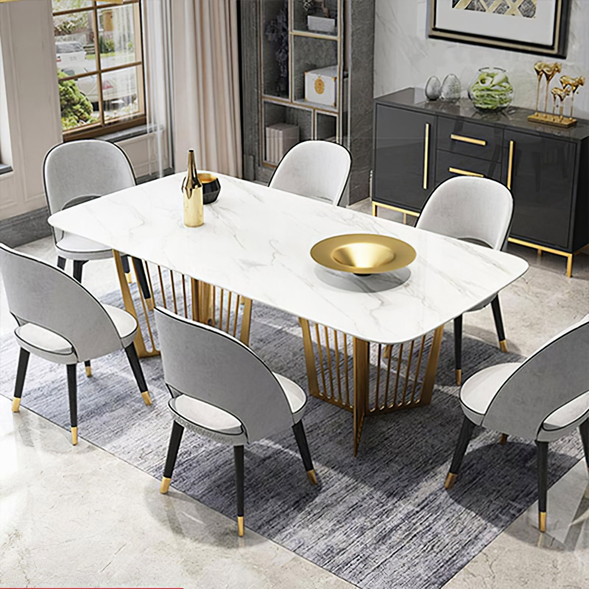 Indiamart Marble Round Dining Table And Chairs Indiamart White - Main Image