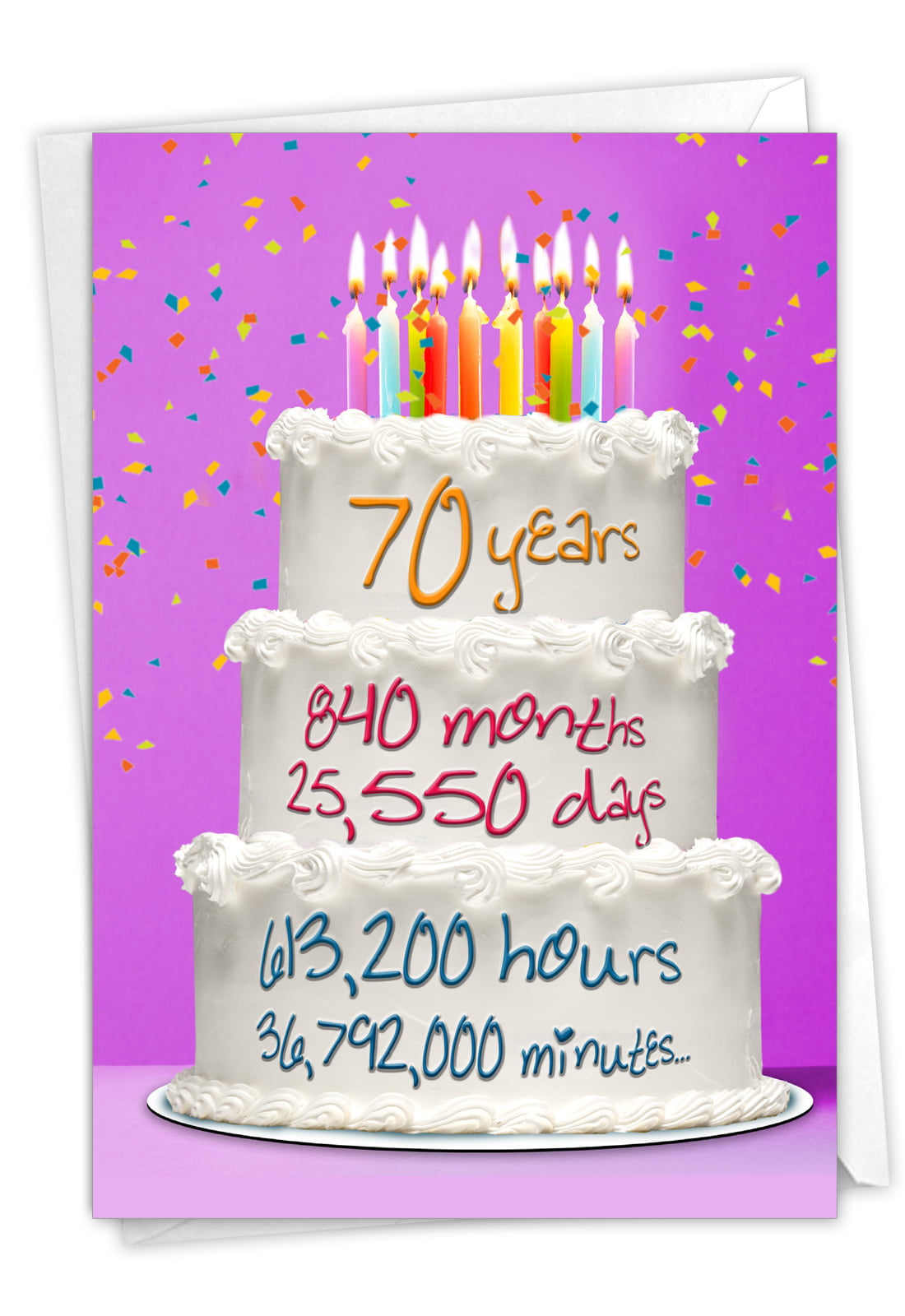 1 Funny Birthday Card with Envelope - Time Count Milestones 70 C9094MBG -  