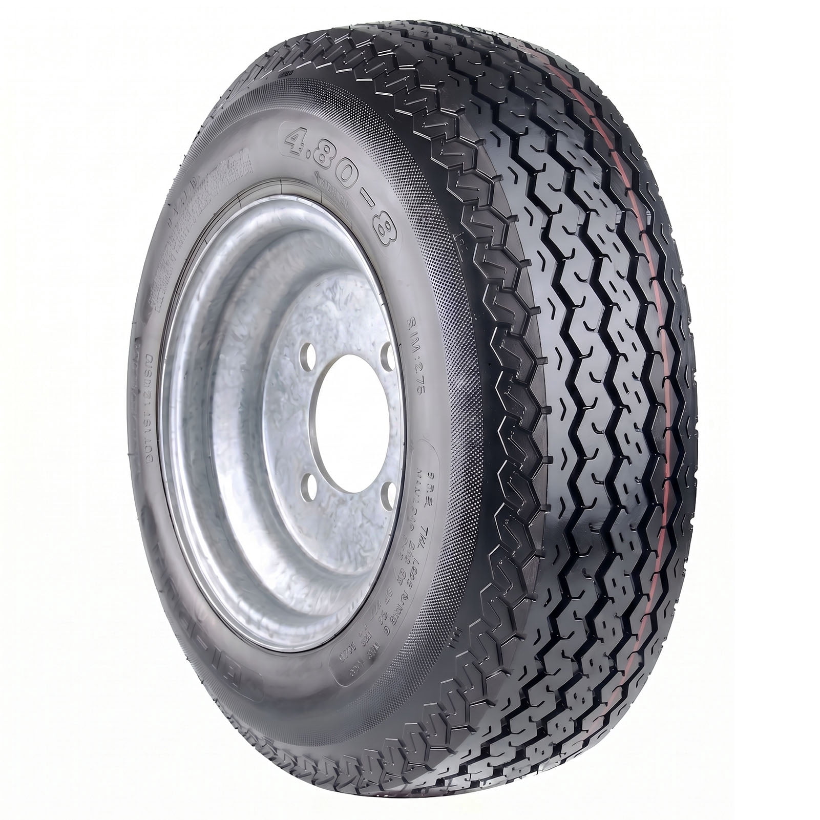 Hi-Run 2 Set SU01 4.80-8 4PR Boat Trailer Tire with 4-Lug Galvanized Wheel Assembly