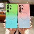 thumbnail image 4 of Gradient Magnetic for Samsung Galaxy S22 Ultra 5G Phone Case, Compatible with MagSafe, Upgraded Camera Lens Film Protection Shockproof Matte Cases for Galaxy S22 Ultra 6.8" (Pink Blue), 4 of 9