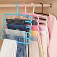 thumbnail image 3 of Juego de 8 perchas de plástico para pantalones que ahorran espacio, multiusos, para 5 pantalones, antideslizantes, color azul, 3 of 5