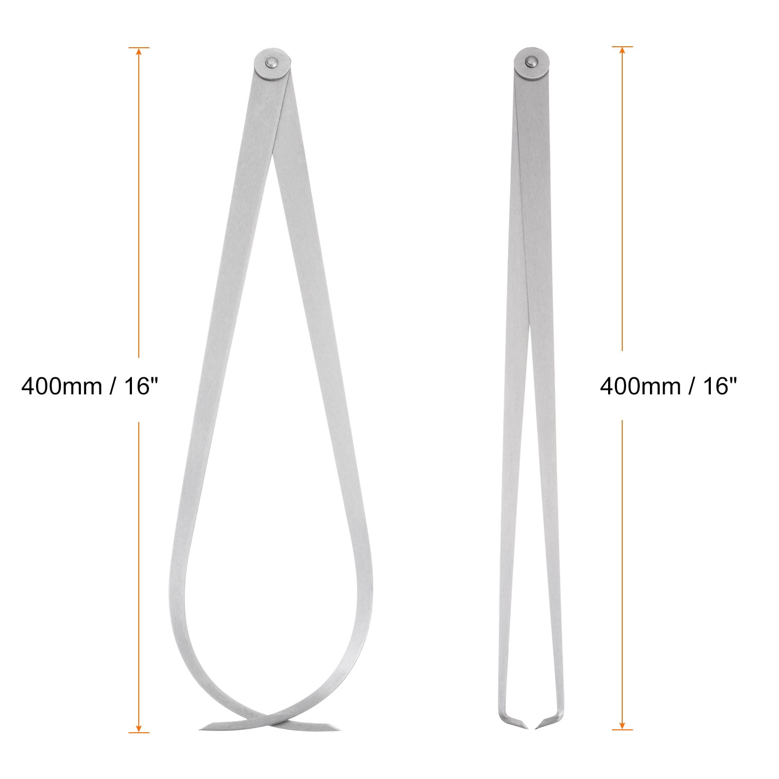 Uxcell 2pcs Firm Joint Inside/Outside Caliper 400mm 16 Inch Tool Steel Measurement Tool