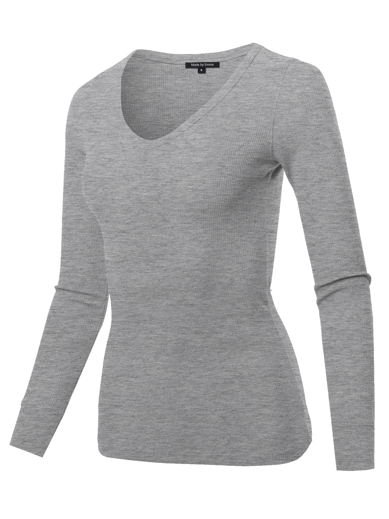 FashionOutfit Women's Basic Casual Solid Long Sleeve V-neck Thermal ...