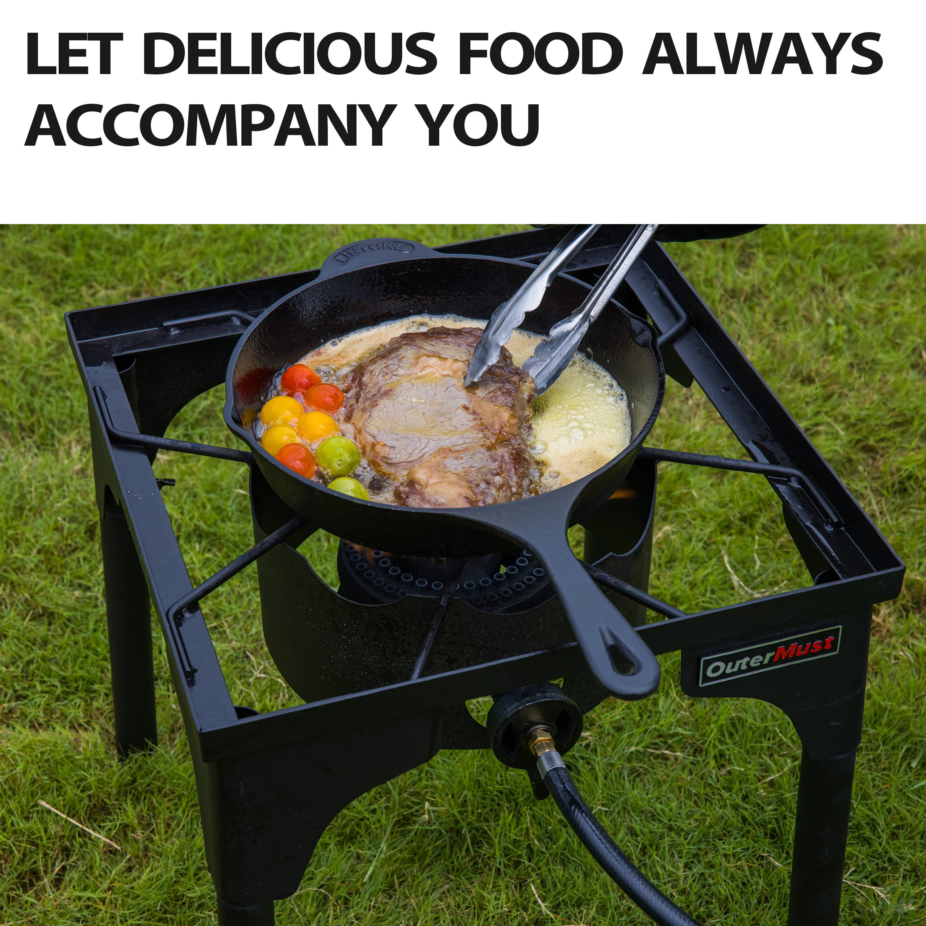 OuterMust Outdoor Propane Burner Camping Stove Gas Burner with Adjustable Legs Ideal for Camping, Home Brewing, Turkey Frying and Maple Syrup Boiling