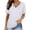 White, variant on HONHUZH Womens Summer Tops Short Sleeve Sequins Loose Polluer Solid V-Neck Blouse Casual Shirt