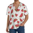 thumbnail image 3 of Xecao offers the Hand Drawn Watermelon for Men's Casual Short-sleeved Shirt, a button-up collared shirt with a pocket, perfect for beach vacations and yacht travel in the Small size., 3 of 7