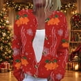 thumbnail image 3 of Lumtrix Christmas Cardigan for Women Comfortable Long Length Sleeve Xmas Graphic Blouses Fall Open Front Blouse Deep Red L, 3 of 5