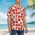thumbnail image 5 of Xecao Red Strawberry print Hawaiian shirt - a stylish short-sleeve button-down for men, perfect for casual beach and tropical outings., 5 of 9