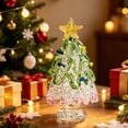 thumbnail image 7 of Bomd Mini Glass Christmas Decoration, Crystal Decoration With Colorful Lights And Golden Star, for Holiday Celebrations, Home, Office, Desk, Party Decor And Christmas Gift(Green Pink), 7 of 7