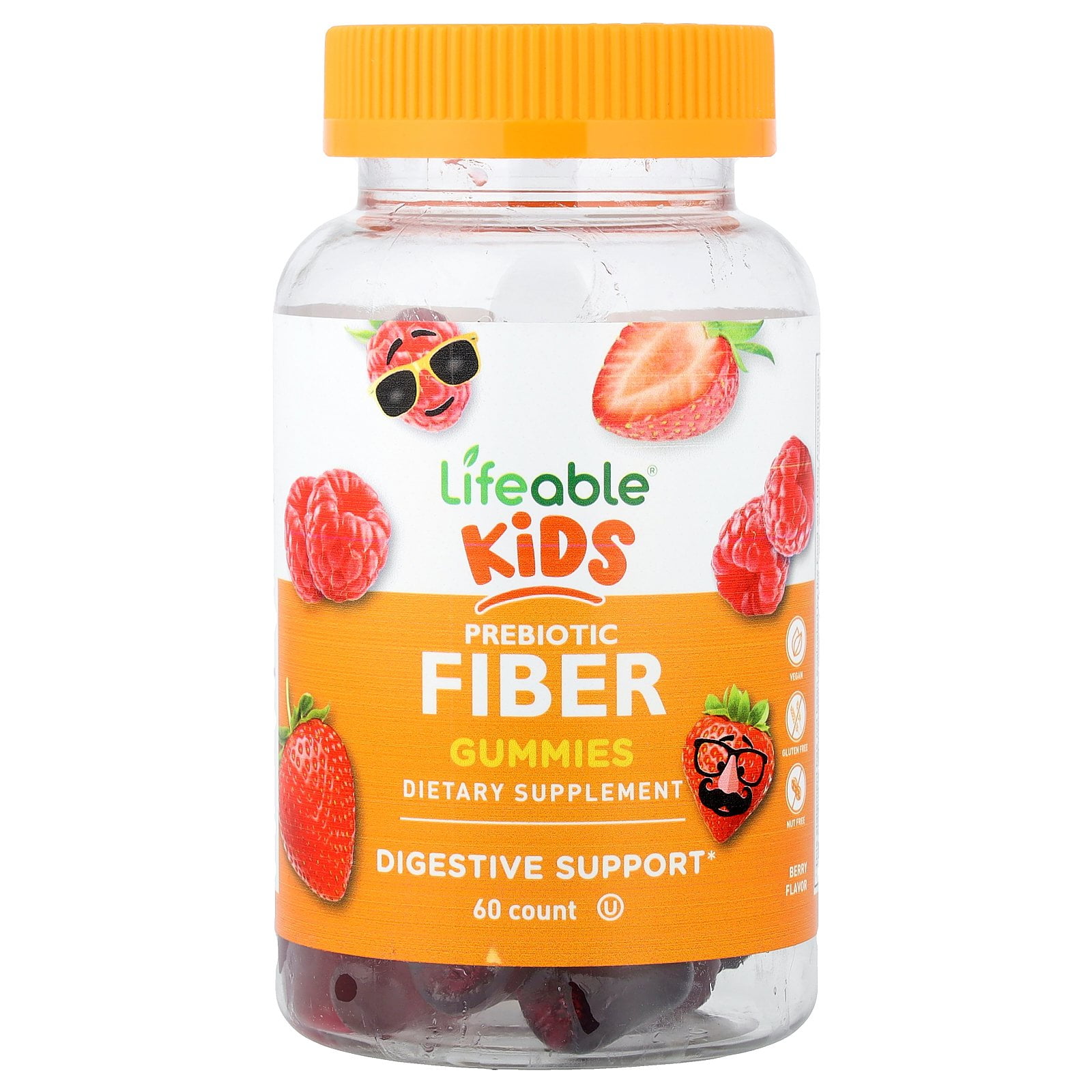 Lifeable Kids, Prebiotic Fiber Gummies, Berry, 60 Gummies
