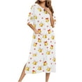thumbnail image 2 of Miqool Christmas Pajamas for Women Casual Zipper Robe 3/4 Sleeves Loungewear Dress Full Length Housecoat Nightgown Long Bathrobe, 2 of 8