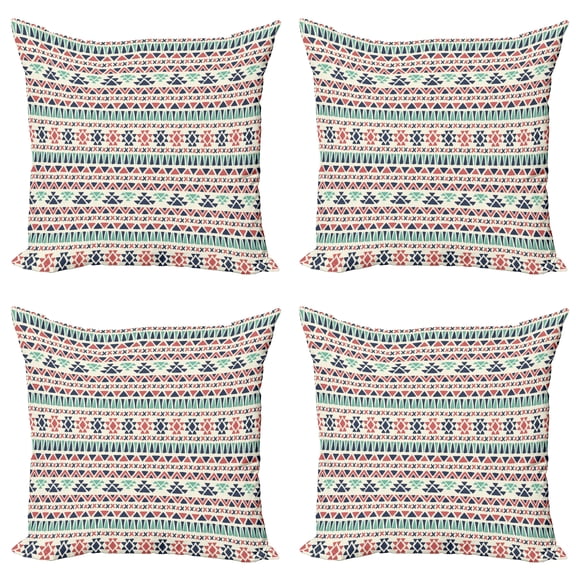 Ambesonne Tribal Throw Pillow Cover 4 Pack, Native Art, 20", Night Blue Sea Green