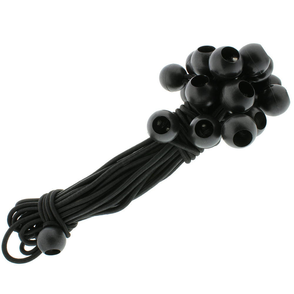 Abn 11” Inch Ball Bungee 25 Pack Of Black Bungee Tie Down Cords W Plastic Balls