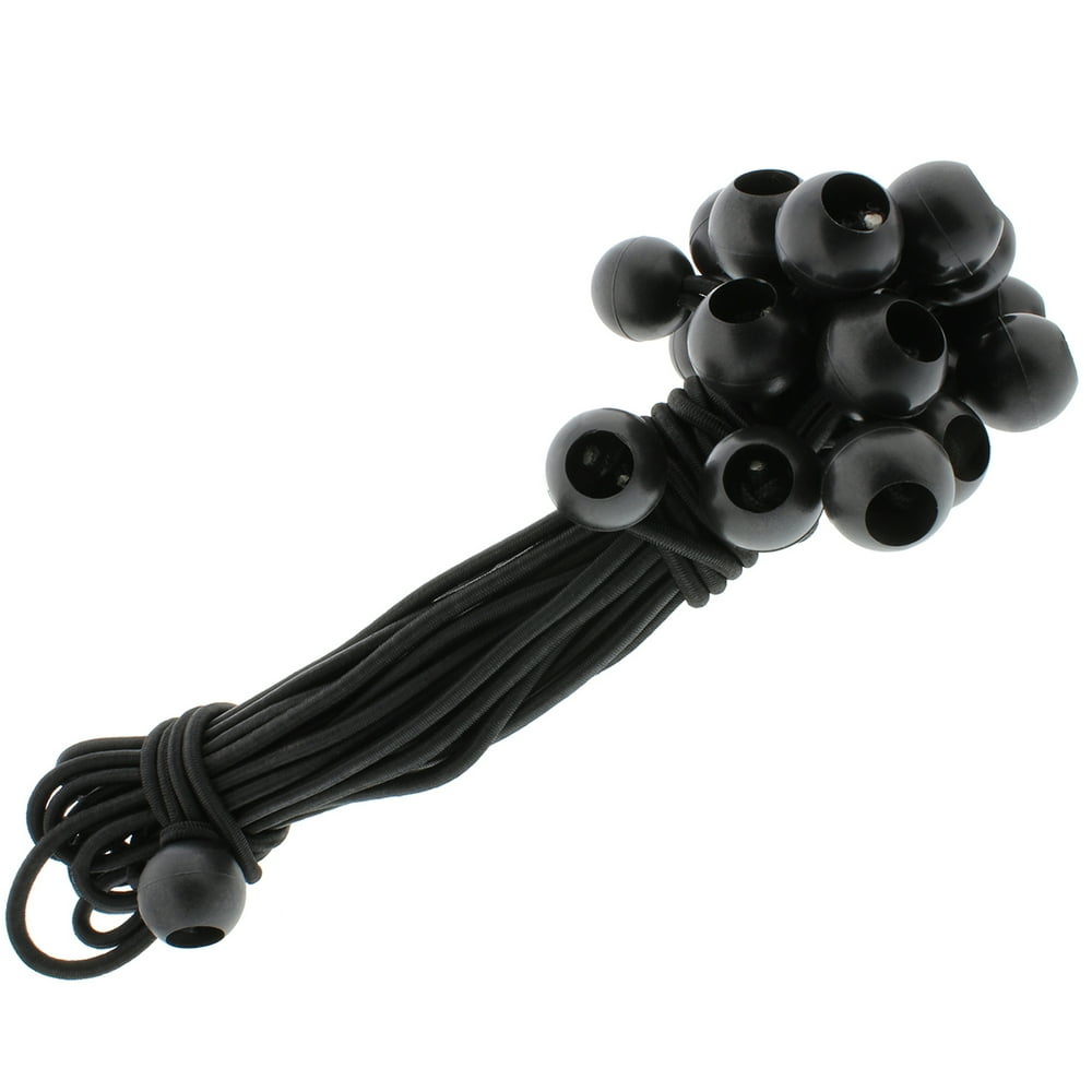 ABN 11” Inch Ball Bungee 25Pack of Black Bungee Tie Down Cords w