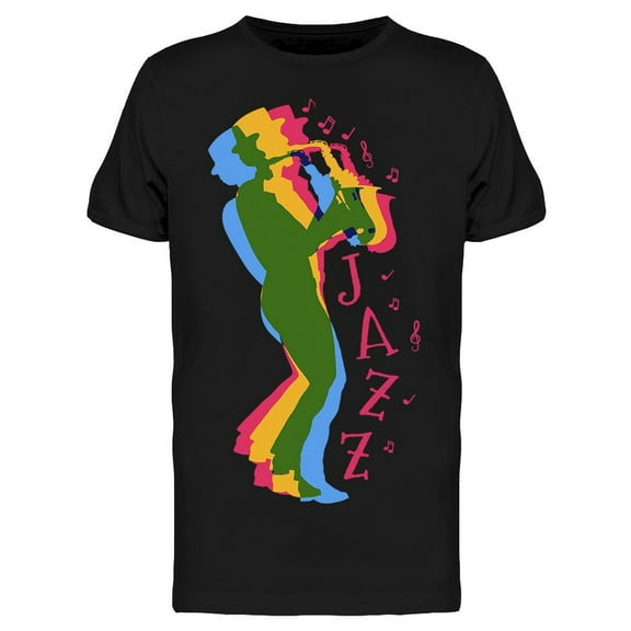 Silhouette Jazz Musician Colors T-Shirt Men -Image by Shutterstock, Male x-Large