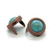 STECKSSTORE Turquoise and Copper Plated Brass Rope Edge Spots 10 Pk 1/2" Dia. Leather Pins and Tacks