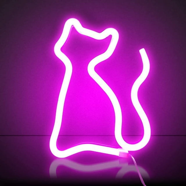 Gato (batería+usb) rosa luz-LED nube neón luz Ormromra LN-2012-2