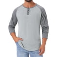thumbnail image 1 of Camisetas de manga larga Raglan para hombres INSPIRE CHIC, estilo casual, tipo Henley, 2XL, gris, 1 of 6