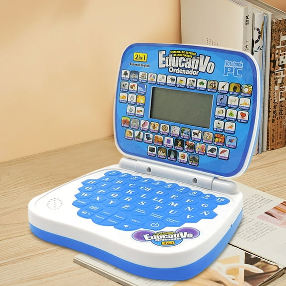Bilingual Learning Laptop Toy | English Language Notebook | Interactive Educational Device | Multi-Function Study Machine | Vocabulary & Math Games | Durable Plastic | 15.5x12x3.5cm | Blue | 3 |