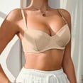 thumbnail image 2 of WCMZJ Balconette T Shirt Bras for Women Sexy Flexible Underwire Bra with Balconette Neckline Pillowy Spacer Cups Beige 85B, 2 of 5