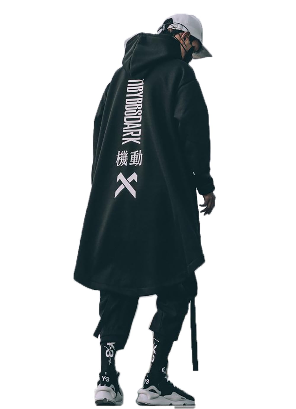 Futurism Male Streetwear Techwear Hoodie Black Cyberpunk Techwear Jacket Gothic Warcore Pockets Punk Coats Men Casual Bomber Outerwear