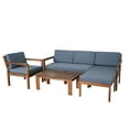 thumbnail image 5 of Churanty Acacia Wood Patio Conversation Set, 4 Pieces Outdoor Sectional Sofa Set with Coffee Table and Removable Cushion for Garden Backyard Patio and Poolside,Gray, 5 of 12