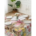 thumbnail image 3 of Easter Bunny Eggs Suqare Tablecloth - 54 x 54 Inch, Spring Tulips Rustic Rabbits Grey Plaid Waterproof & StainResistant Tablecloth, Washable Oil-proof Table Cover for Dining/Party/Wedding/Buffet, 3 of 9