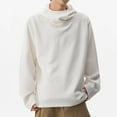 thumbnail image 5 of Momasggi Oversized Turtleneck Hoodies for Men Trendy Textured Hooded Sweatshirt Loose Casual Long Sleeve Drop Shoulder Sweatshirts Fashion Solid Color Pullover Tops White XL, 5 of 6