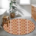 thumbnail image 3 of Round Rugs 4Ft, Orange Geometric Round Area Rug Washable Indoor Throw Carpet, Modern Southwestern Vintage Soft Non Slip Circle Rug for Kitchen Nursery Room Home Decor Aesthetic, 3 of 8