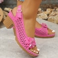 thumbnail image 5 of Mepaouo Womens Sandals Hollow out Flower Wedge Sandal Classic Casual Chunky Heel Slingback Walking Shoes, 5 of 8