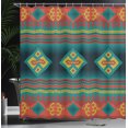 thumbnail image 3 of Ambesonne Mexican Shower Curtain, Geometric Folkloric Mosaic, 69"Wx75"L, Teal Dark Yellow Rust, 3 of 4