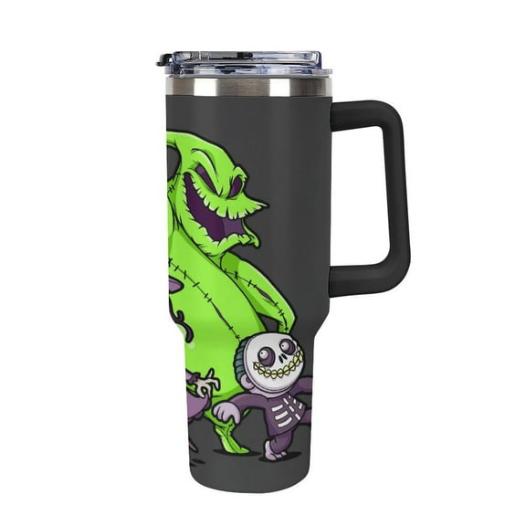 Oogie Boogie Car Cup with Handle Straw Lid Stainless Steel Double Wall Vacuum Coffee Mug Large Capacity Tumbler 40oz for Man Woman